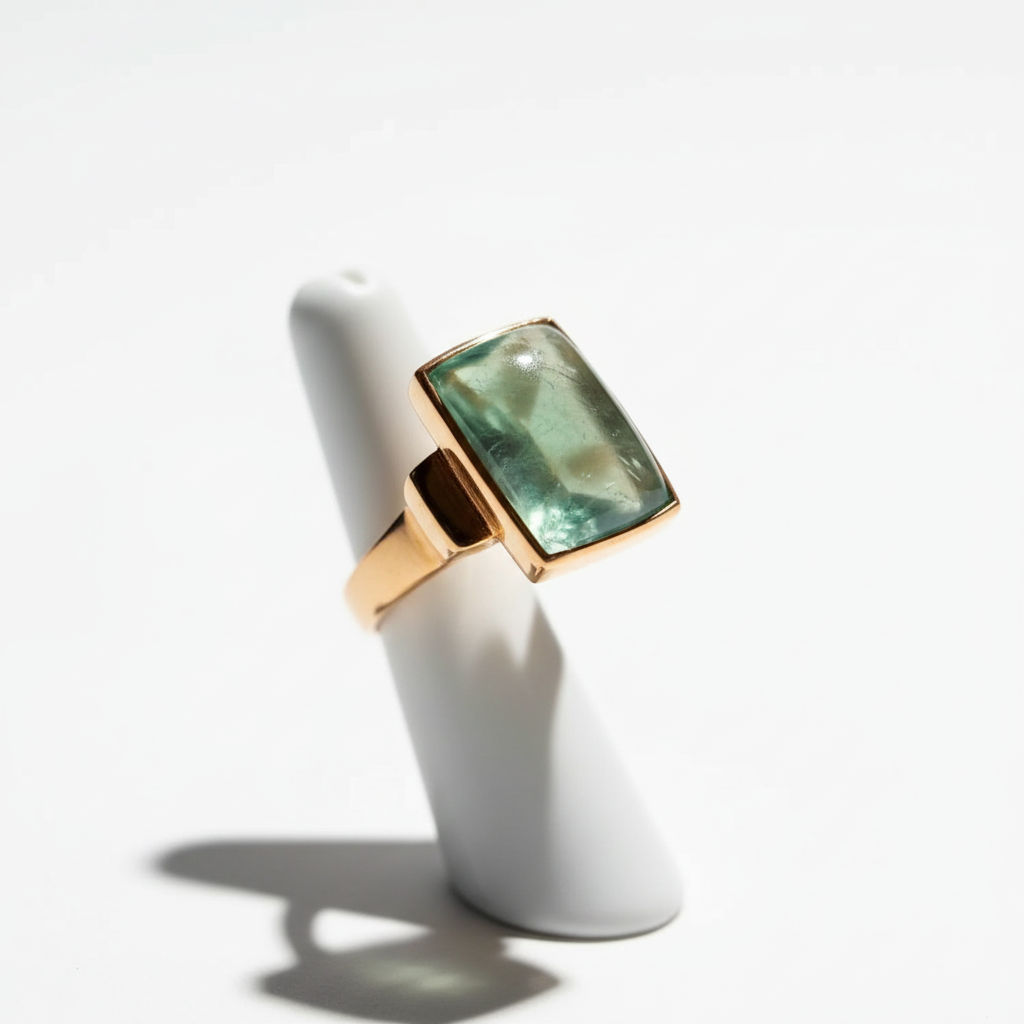 Ring in 18k Gold with a Fluorite Cabochon (B-94)