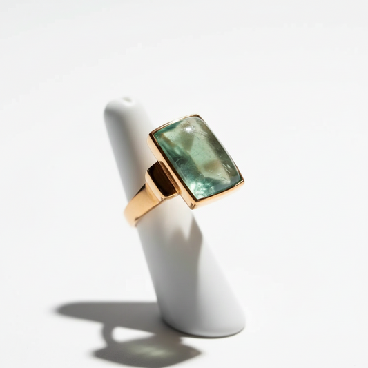 Ring in 18k Gold with a Fluorite Cabochon (B-94)