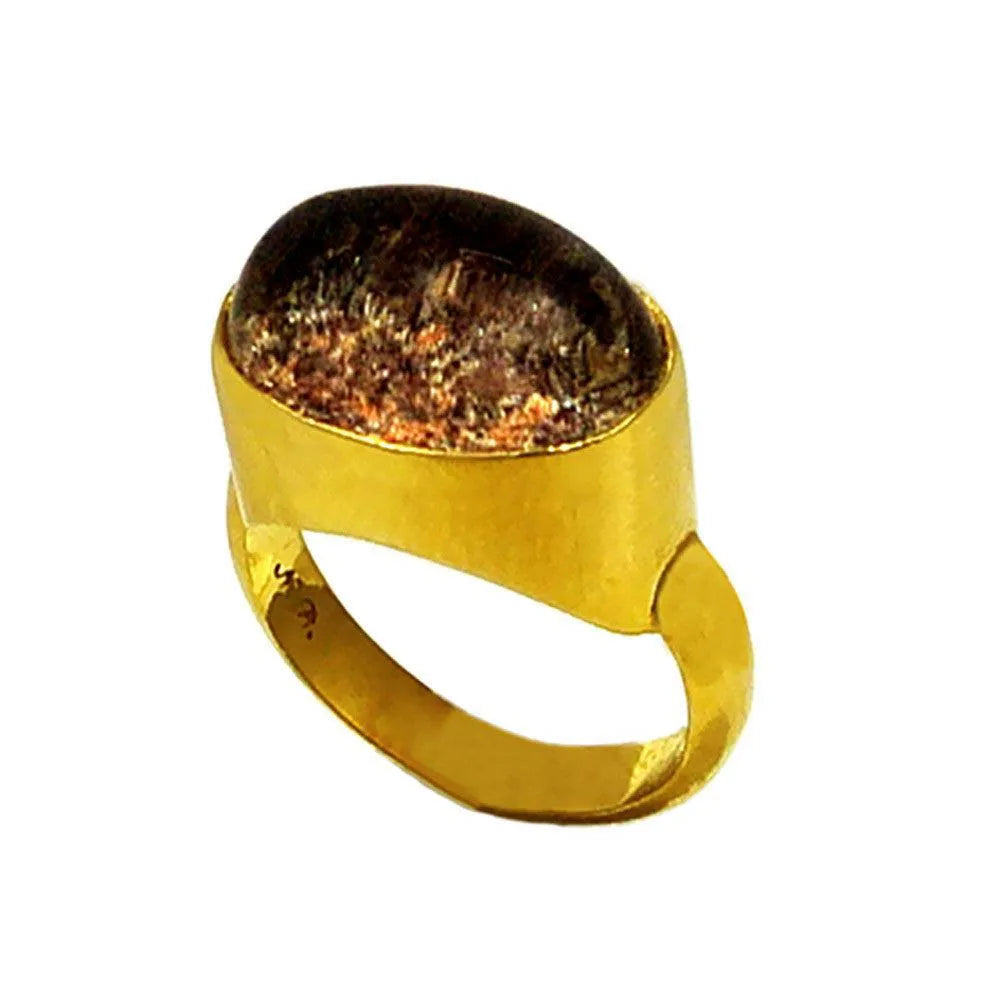 Ring in 18k Gold with a Lodolite cabochon (B-49) - Dinos-Virginia