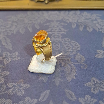 Ring in 18k Gold with a raw citrine (B-48) - Dinos-Virginia