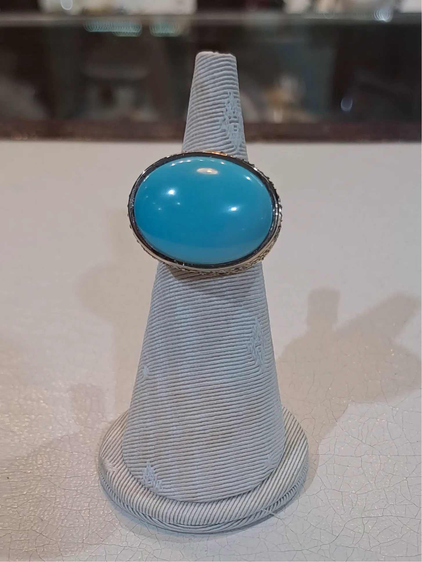 Ring in 18k Gold with an oval Arizona turquoise, Fine Ring, Handmade Ring, Greek Jewelry