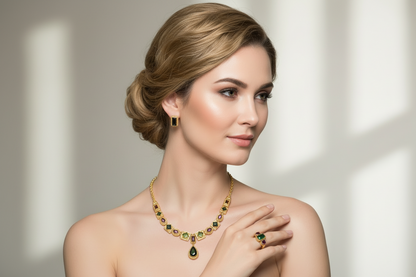 Ring in 18k Gold with green and red tourmalines (B-41)