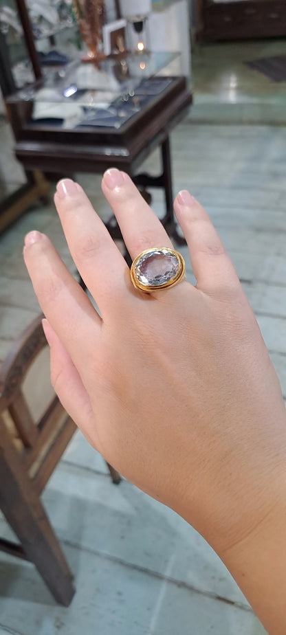 Ring in 18k Gold with selenite 7 c. stone (B-55) - Dinos-Virginia