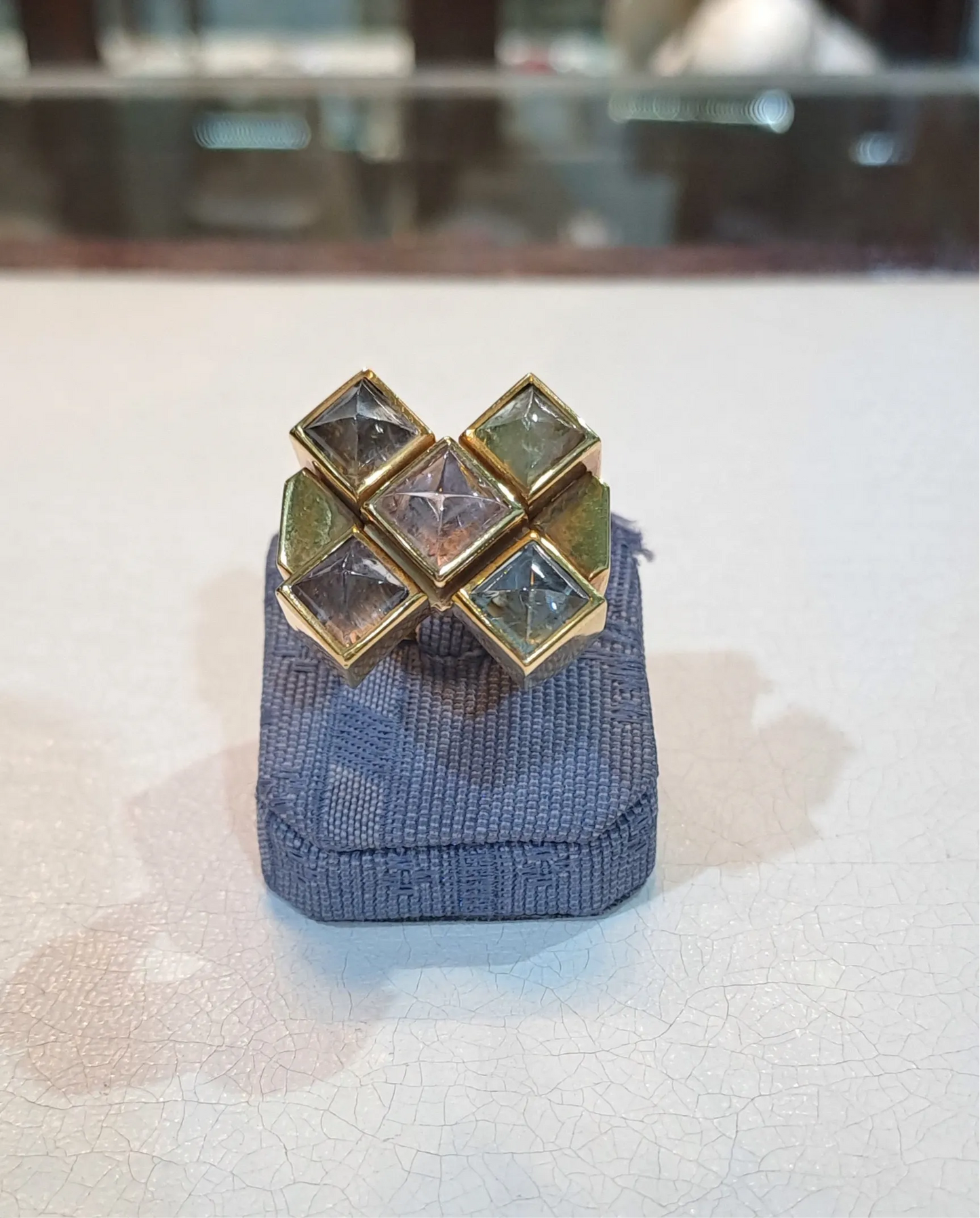Ring in 18k gold and tourmalines multi color (B-112)