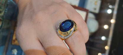 Ring in 18k gold with Iolite stone and brilliants (B-106)