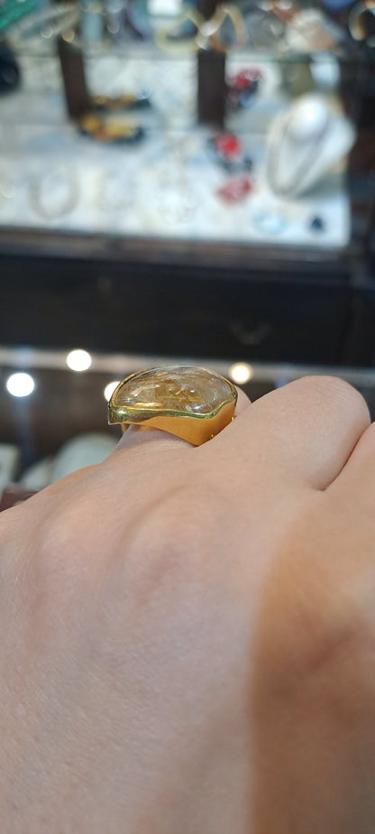 Ring in 18k gold with a Rutile Quartz stone (B-108) - Dinos-Virginia