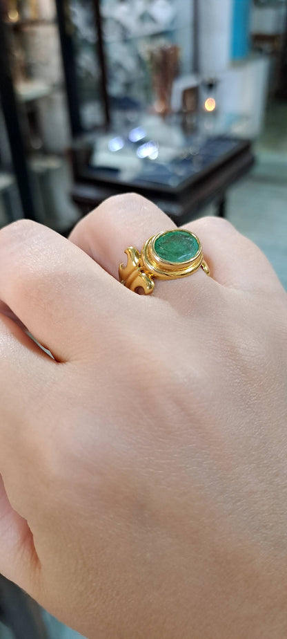 Ring in 18k gold with emerald (B-114) - Dinos-Virginia