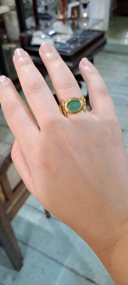 Ring in 18k gold with emerald (B-114) - Dinos-Virginia