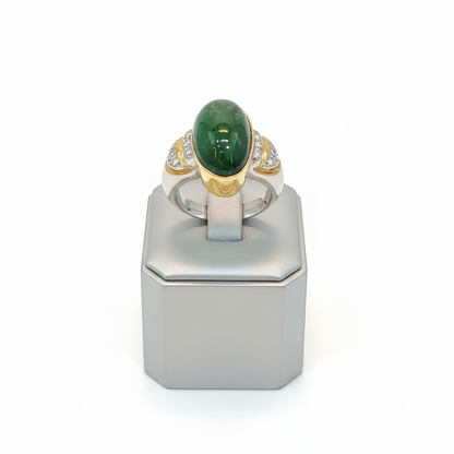 Ring in 18k gold with green tourmaline and white and yellow gold (B-113)