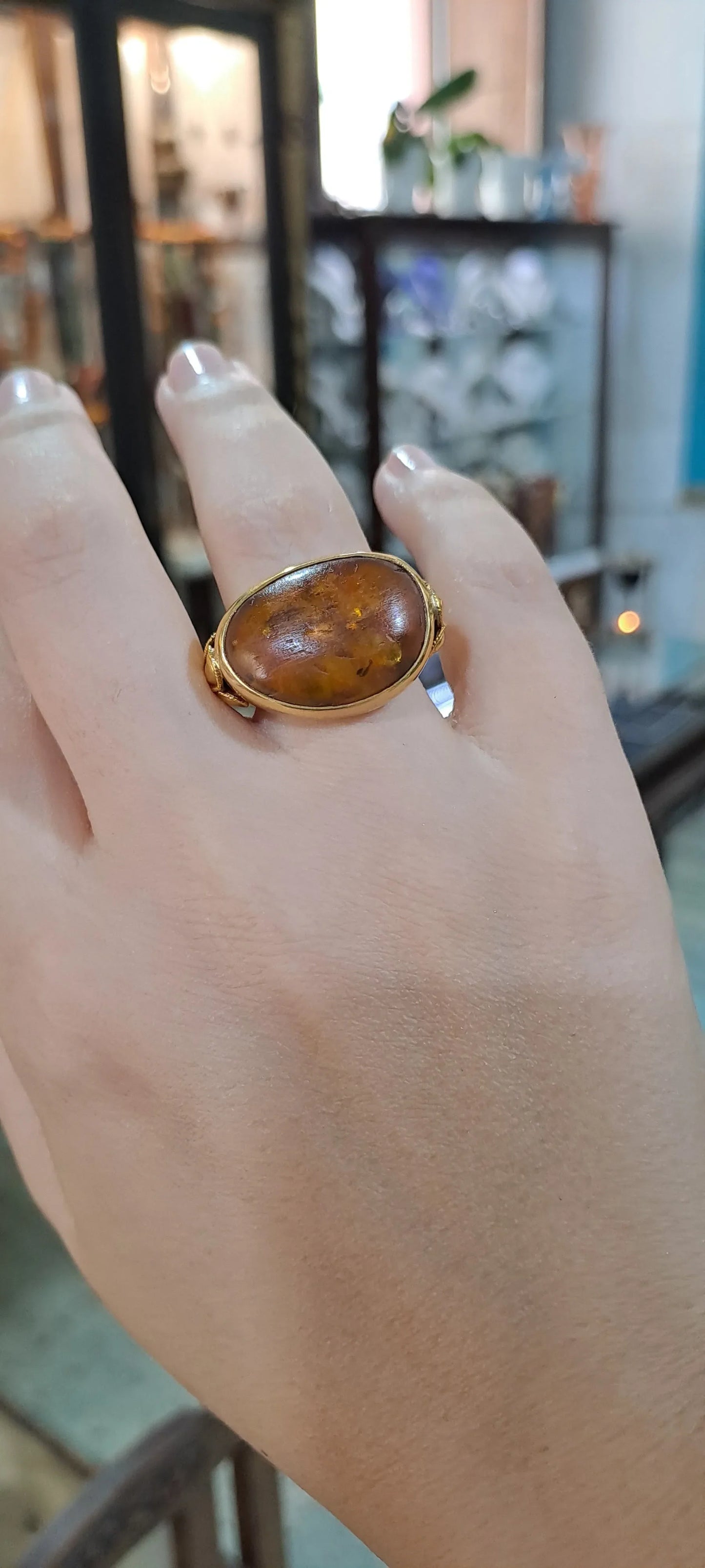 Ring in Gold 18k with amber (B-91)