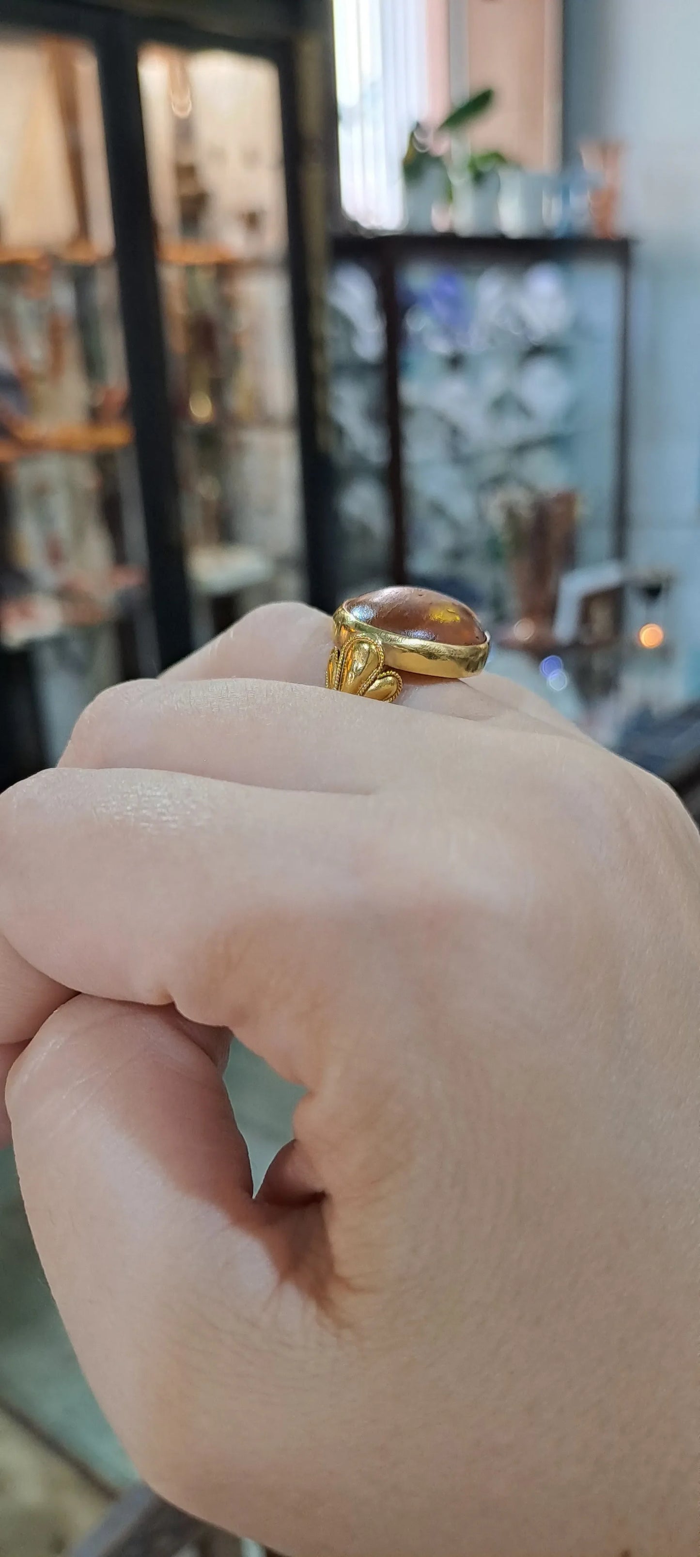 Ring in Gold 18k with amber (B-91)