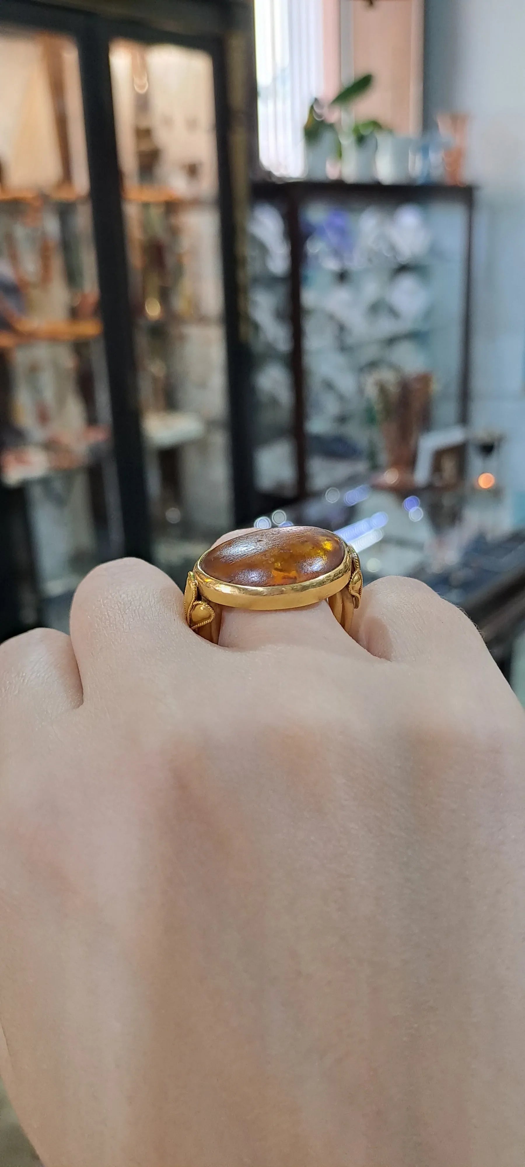 Ring in Gold 18k with amber (B-91)