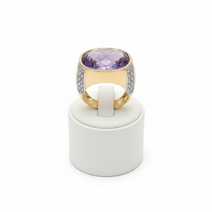 Ring in Gold 18k with amethyst and diamonds (B-88)