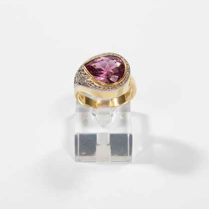 Ring in Gold 18k with tourmaline and diamonds (B-92)
