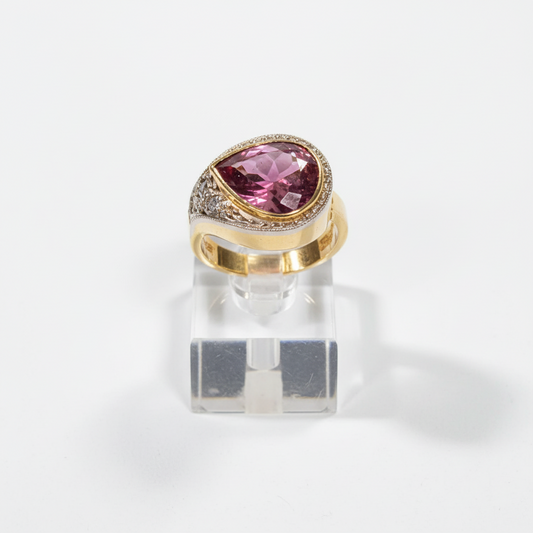 Ring in Gold 18k with tourmaline and diamonds (B-92)