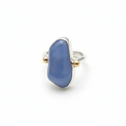 Δαχτυλίδι από ασήμι 925 με λεπτή κοπή χαλκηδόνιου (B-64)