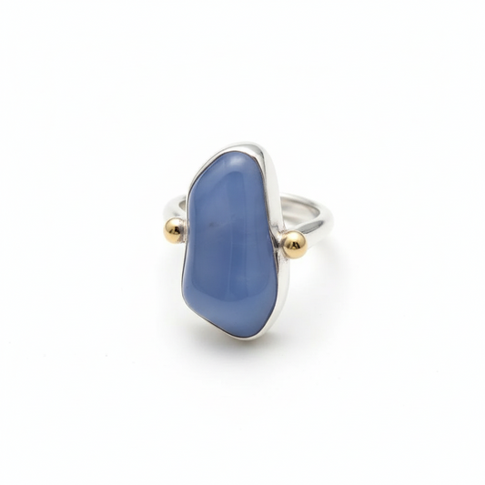 Δαχτυλίδι από ασήμι 925 με λεπτή κοπή χαλκηδόνιου (B-64)