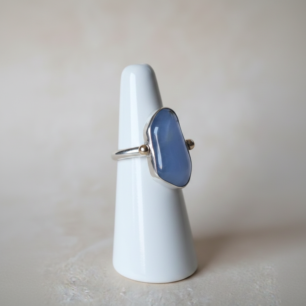 Ring in Sterling Silver with Chalcedony funcy cut (B-64)