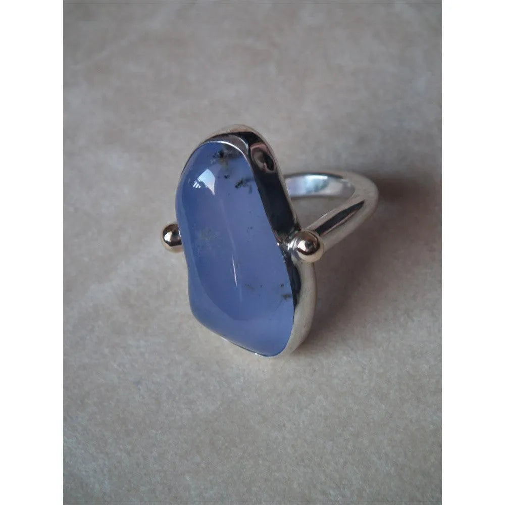 Ring in Sterling Silver with Chalcedony funcy cut (B-64) - Dinos-Virginia