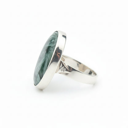 Ring in Sterling Silver with Seraphinite stone (B-59) - Dinos-Virginia