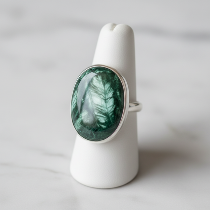 Ring in Sterling Silver with Seraphinite stone (B-59)