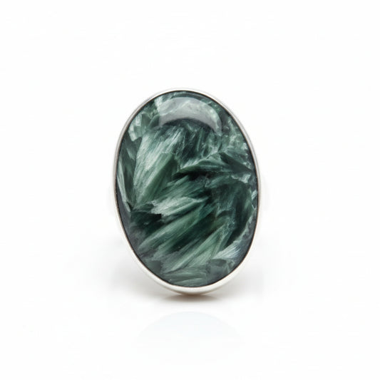 Ring in Sterling Silver with Seraphinite stone (B-59) - Dinos-Virginia