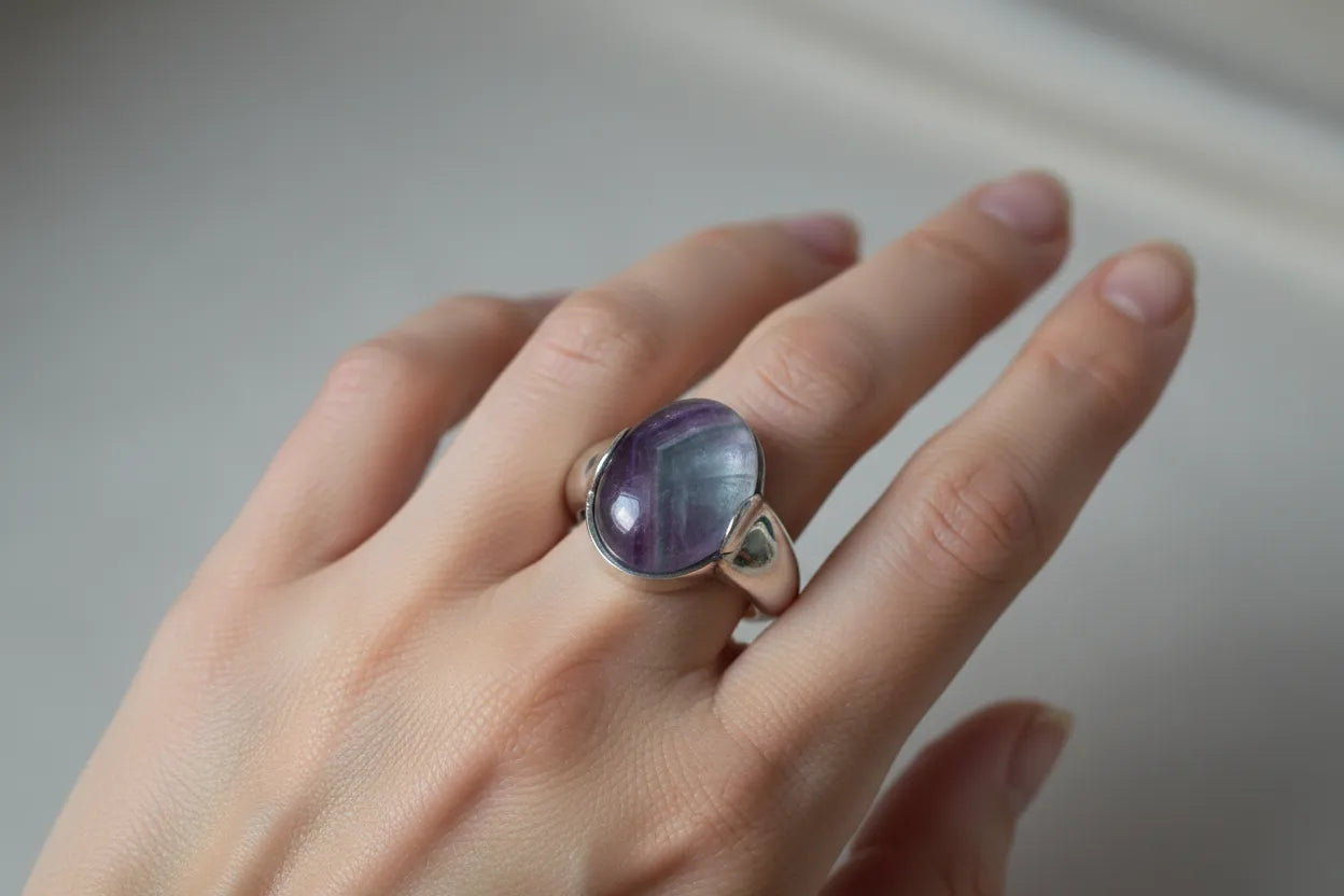 Ring in Sterling silver with Fluorite Stone (B-61)