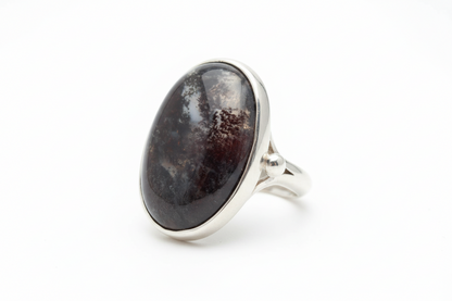 Ring in Sterling silver with Moss Agate Stone (B-65)