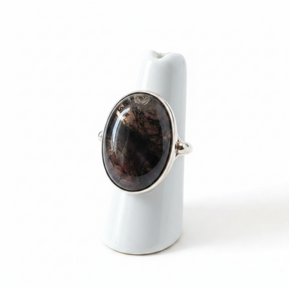 Ring in Sterling silver with Moss Agate Stone (B-65)