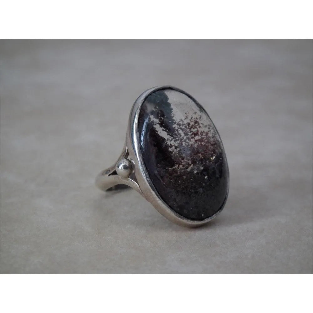 Ring in Sterling silver with Moss Agate Stone (B-65) - Dinos-Virginia