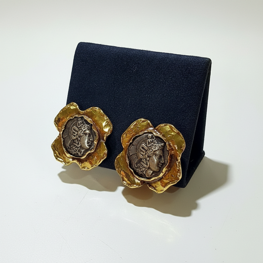 Silver Coin Earrings, Thourions Coin, Ancient Greek coin, Handmade Earring, Gold 18k earring, Ancient Greek Coin earring, Greek Jewelry