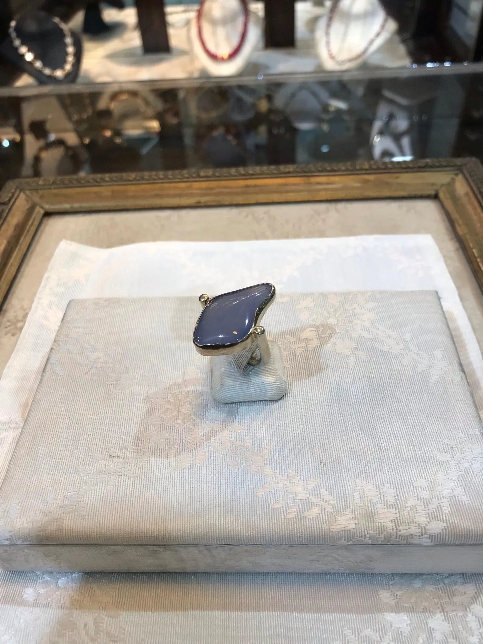 Silver Ring with a funcy cut chalcedony stone, Sterling silver ring, Vintage Jewelry, Handmade ring, Greek Jewelry - Dinos-Virginia