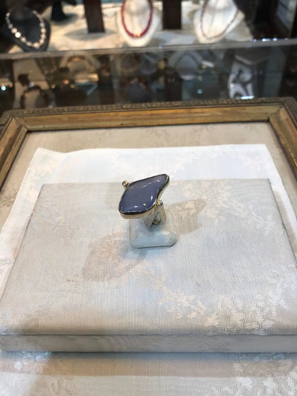 Silver Ring with a funcy cut chalcedony stone, Sterling silver ring, Vintage Jewelry, Handmade ring, Greek Jewelry - Dinos-Virginia