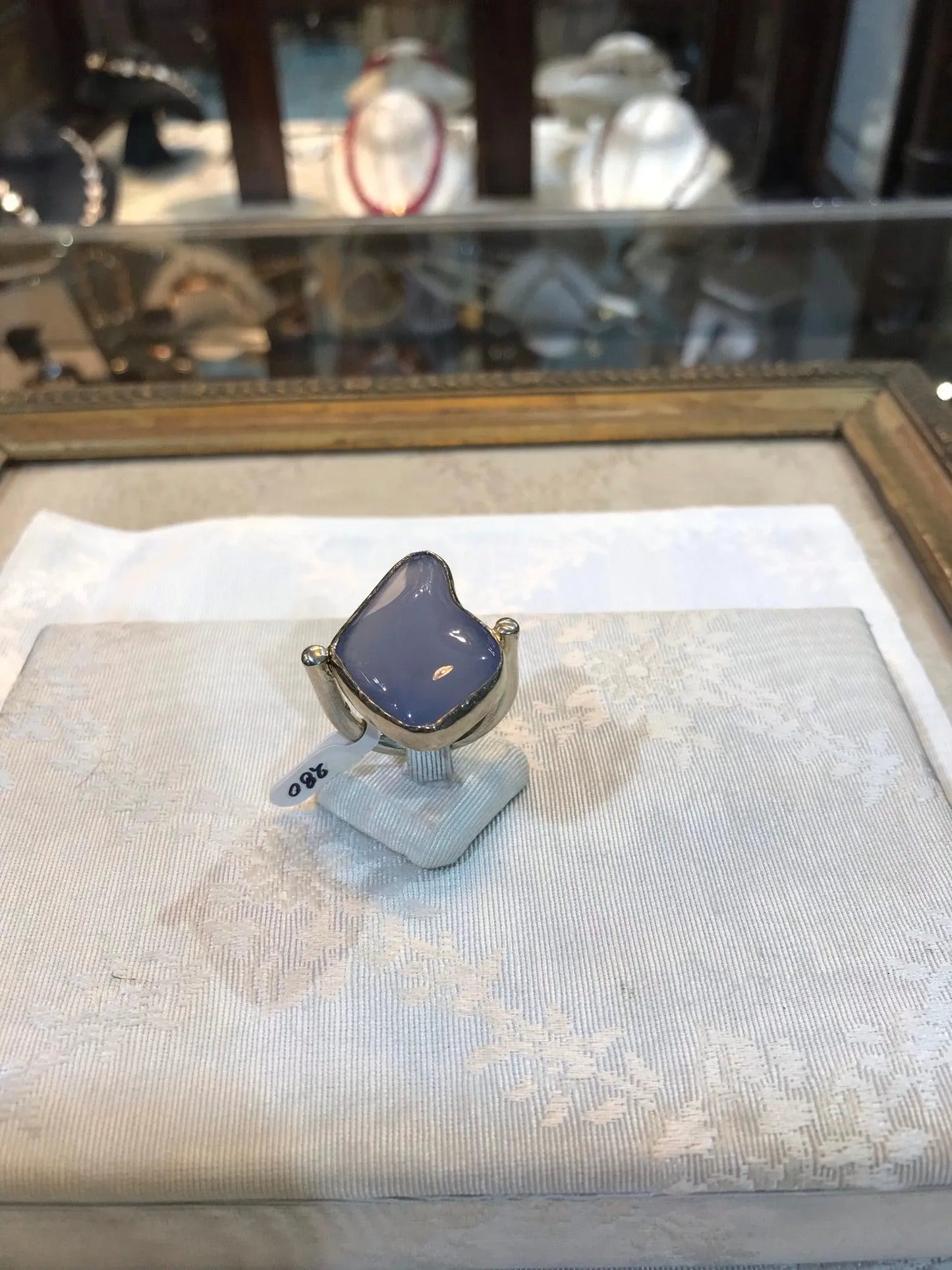 Silver Ring with a funcy cut chalcedony stone, Sterling silver ring, Vintage Jewelry, Handmade ring, Greek Jewelry - Dinos-Virginia