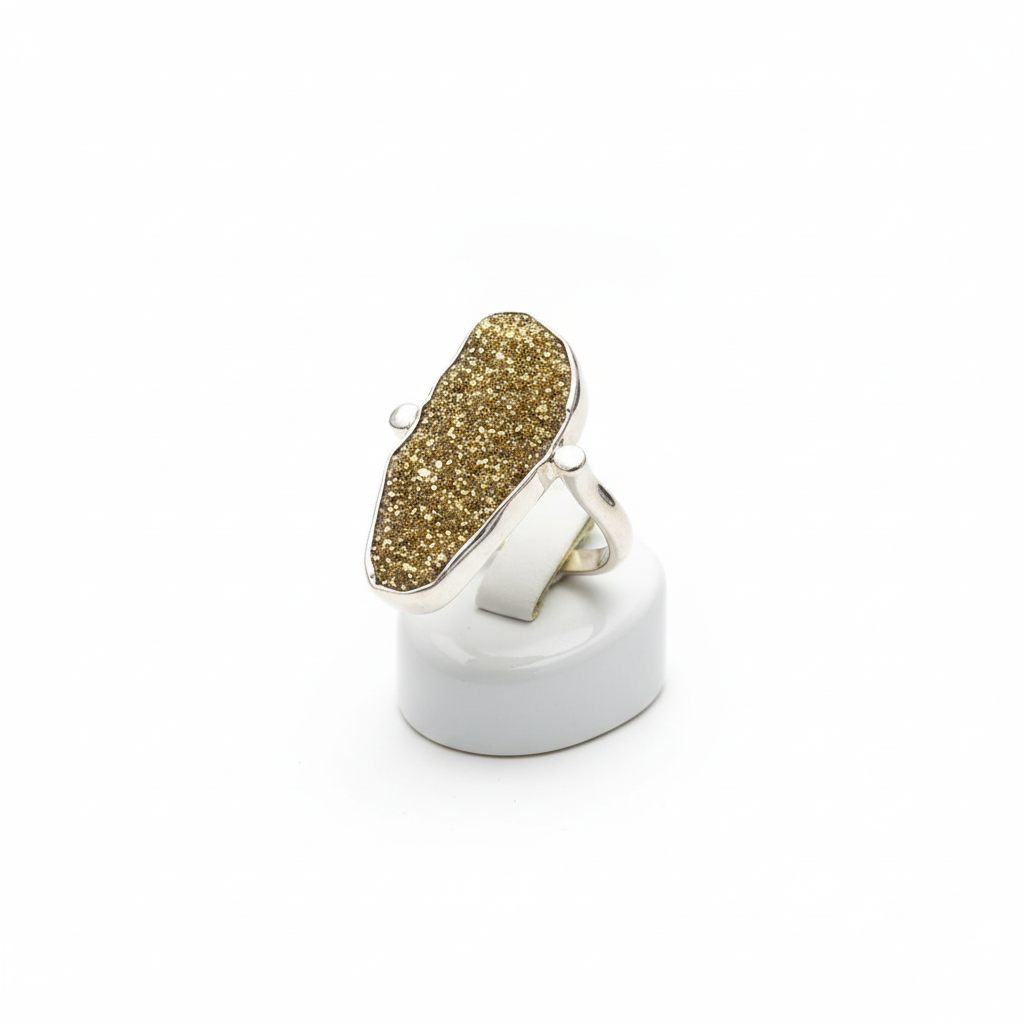 Silver Ring with a raw calcite stone, Sterling silver ring, Vintage Jewelry, Handmade ring, Greek Jewelry (B-84)