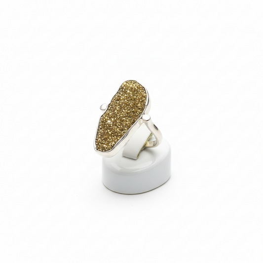 Silver Ring with a raw calcite stone, Sterling silver ring, Vintage Jewelry, Handmade ring, Greek Jewelry (B-84)