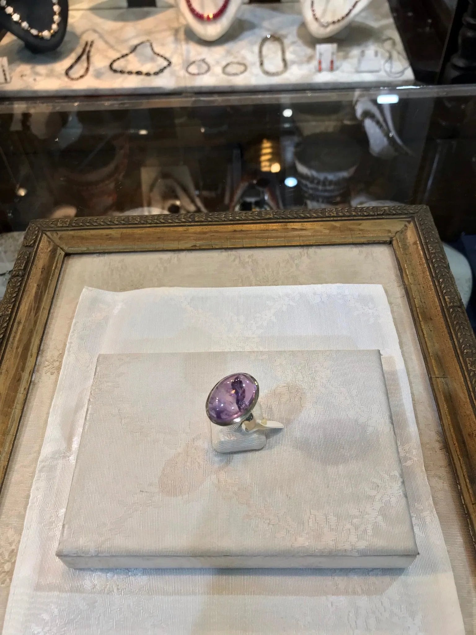 Silver ring with oval cabochon amethyst stone, Sterling silver ring, Vintage Jewelry, Handmade ring, Greek Jewelry - Dinos-Virginia