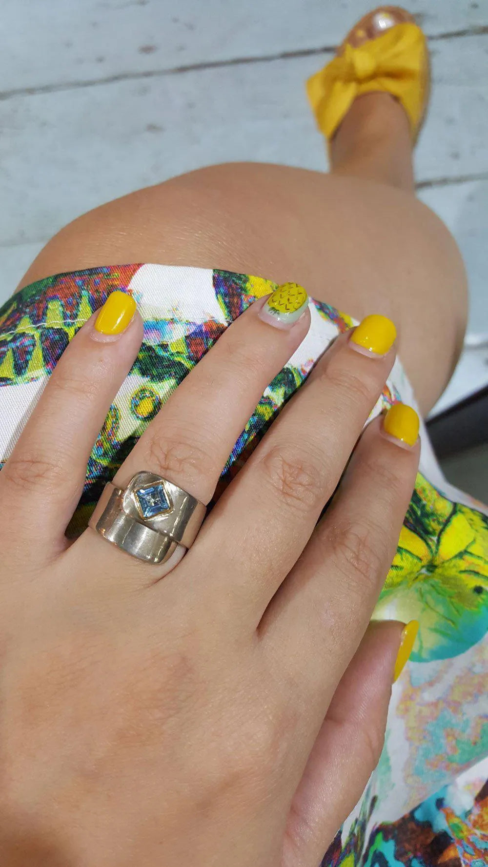 Sterling Silver Ring and Blue Topaz in 18 k. gold, Handmade Ring, Greek Jewelry, Handmade Ring, Greek Jewelry - Dinos-Virginia