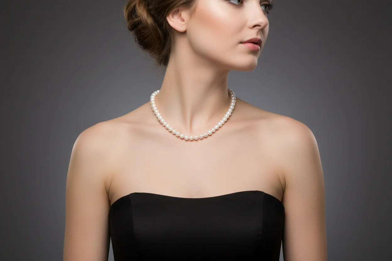 White Pearl Necklace with gold 18k elements