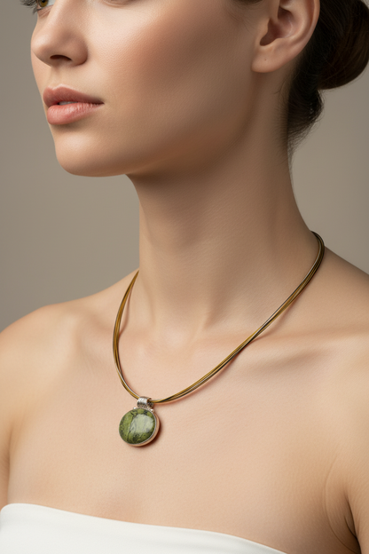 Pendant in Sterling silver with Verdite Stone (PE-21)