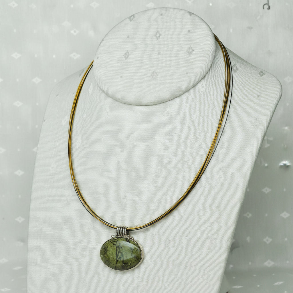 Pendant in Sterling silver with Verdite Stone - Dinos-Virginia