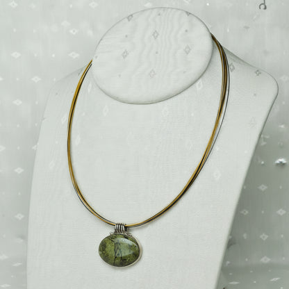 Pendant in Sterling silver with Verdite Stone - Dinos-Virginia